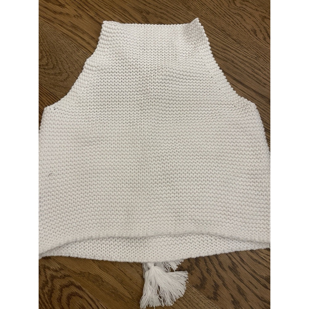 525 America Knit Halter Top Womens M Sleeveless Cotton Blend Bleach White